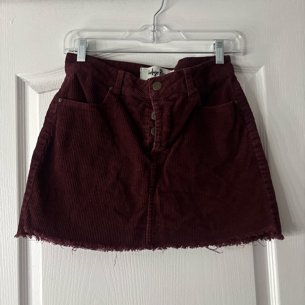 Indigo Rein Burgundy Corduroy Mini Skirt